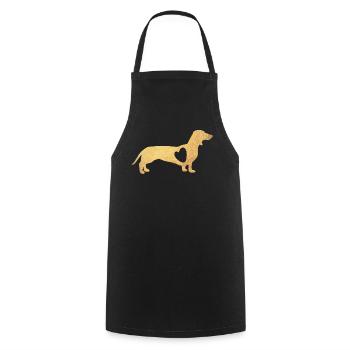 Heart Dachshund Gold Dog Love Fan Walkie Wauwau Love - Cooking Apron - black - Front - AI Model Male 185 dark (185cm)