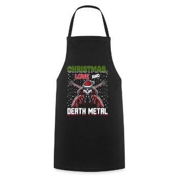 Noël, amour et death metal ! Fans de métal ! - Tablier de cuisine - noir - Devant - AI Model Male 185 dark (185cm)