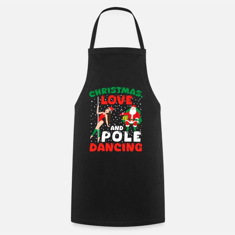 Danseuse de pole, Pole dance, Noël, Amour - Tablier de cuisine - noir