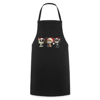Grimmige Weihnachtskatzen Trio Bescherung - Kochschürze - Schwarz - Vorne - AI Model Male 185 dark (185cm)