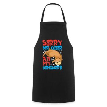 Loutre désolée, ma loutre a mangé mon - Tablier de cuisine - noir - Devant - AI Model Male 185 dark (185cm)