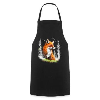 Fox Lover Woodland Flowers Art Foxes Cute Fox - Cooking Apron - black - Front - AI Model Male 185 dark (185cm)
