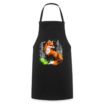 Fox Lover Woodland Flowers Art Foxes Cute Fox - Cooking Apron - black - Front - AI Model Male 185 dark (185cm)