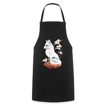Fox Lover Woodland Flowers Art Foxes Cute Fox - Cooking Apron - black - Front - AI Model Male 185 dark (185cm)
