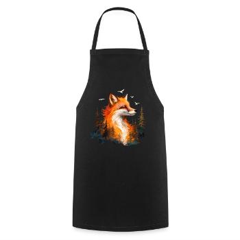 Fox Lover Woodland Flowers Art Foxes Cute Fox - Cooking Apron - black - Front - AI Model Male 185 dark (185cm)