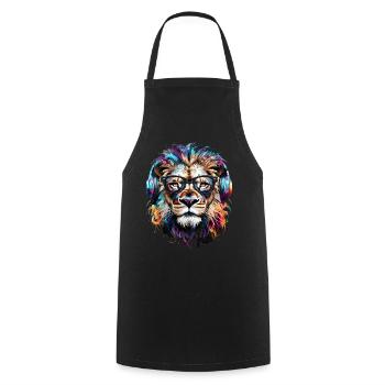Lion Lover Wildlife Safari Art Lion Colorful - Cooking Apron - black - Front - AI Model Male 185 dark (185cm)