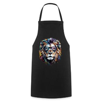 Lion Lover Wildlife Safari Art Lion Colorful - Cooking Apron - black - Front - AI Model Male 185 dark (185cm)