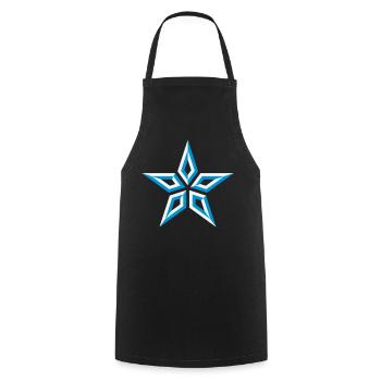 Design d’étoile (à cinq branches / Bleu et blanc) - Tablier de cuisine - noir - Devant - AI Model Male 185 dark (185cm)