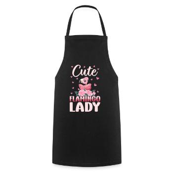 Cute Flamingo Lady - Pink Flamingo Girl - Cooking Apron - black - Front - AI Model Male 185 dark (185cm)