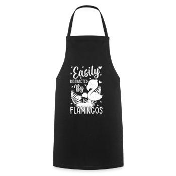 Flamingo Lover - Easily distracted by flamingos - Cooking Apron - black - Front - AI Model Male 185 dark (185cm)