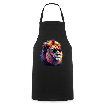 Lion Lover Wildlife Safari Art Lion Colorful - Cooking Apron - black - Front - AI Model Male 185 dark (185cm)