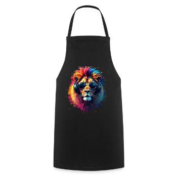 Lion Lover Wildlife Safari Art Lion Colorful - Cooking Apron - black - Front - AI Model Male 185 dark (185cm)