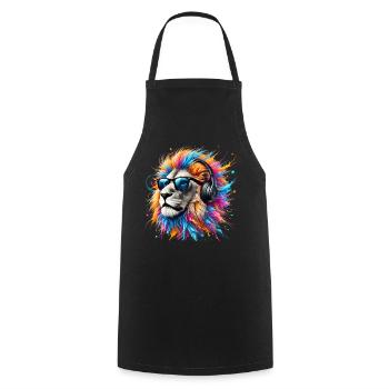 Lion Lover Wildlife Safari Art Lion Colorful - Cooking Apron - black - Front - AI Model Male 185 dark (185cm)
