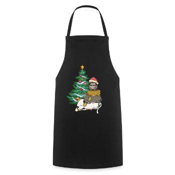 Weihnachten Christmas Xmas Tannenbaum Hund Katze - Kochschürze - Schwarz - Vorne - AI Model Male 185 dark (185cm)
