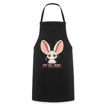 Hase: Ich bin ganz Ohr! - Kochschürze - Schwarz - Vorne - AI Model Male 185 dark (185cm)