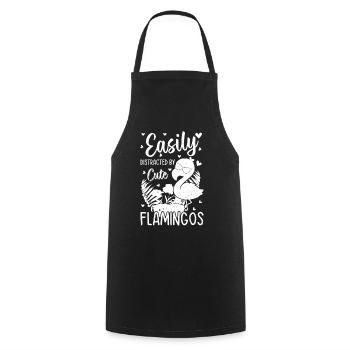 Flamingo Lover - Easily distracted by cute flaming - Cooking Apron - black - Front - AI Model Male 185 dark (185cm)