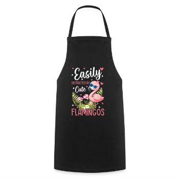 Pink Flamingo Lover - Facilement distrait par de jolis fl - Tablier de cuisine - noir - Devant - AI Model Male 185 dark (185cm)
