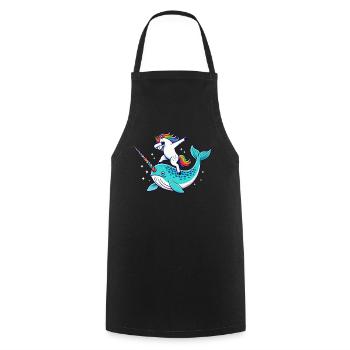 Narwhal, Unicorn, Whale, Sea Creature, Dabbing - Cooking Apron - black - Front - AI Model Male 185 dark (185cm)