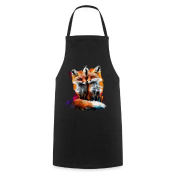Funny Fox Fox Art Animal Nature Wildlife Animals - Cooking Apron - black - Front - AI Model Male 185 dark (185cm)
