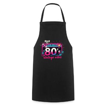 Rock Les années 80 Fête Fête Look rétro des années 80 - Tablier de cuisine - noir - Devant - AI Model Male 185 dark (185cm)