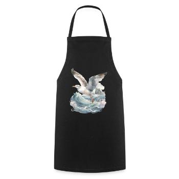 storm, sea, waves, coast, seagull, seagulls, maritime - Cooking Apron - black - Front - AI Model Male 185 dark (185cm)