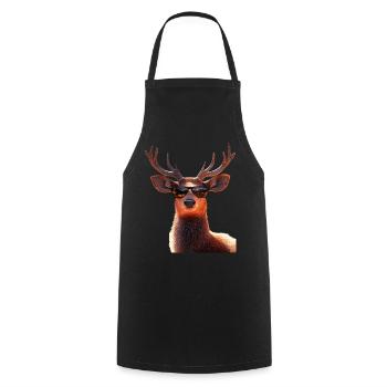 Cerf, Bois, Chasse, Cerf, Renne, Cerf élaphe, Chasseur - Tablier de cuisine - noir - Devant - AI Model Male 185 dark (185cm)