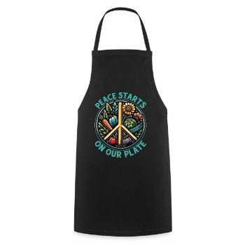Vegetarian Peace Starts On Your Plate Animal Lover - Cooking Apron - black - Front - AI Model Male 185 dark (185cm)