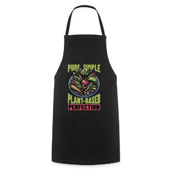 Vegetarian Pure Simple Plant-Based Vegan Lifestyle - Cooking Apron - black - Front - AI Model Male 185 dark (185cm)