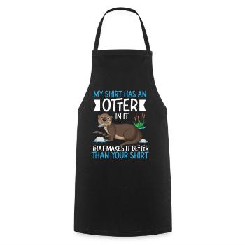 Loutre Ma chemise a une loutre dessus - Tablier de cuisine - noir - Devant - AI Model Male 185 dark (185cm)