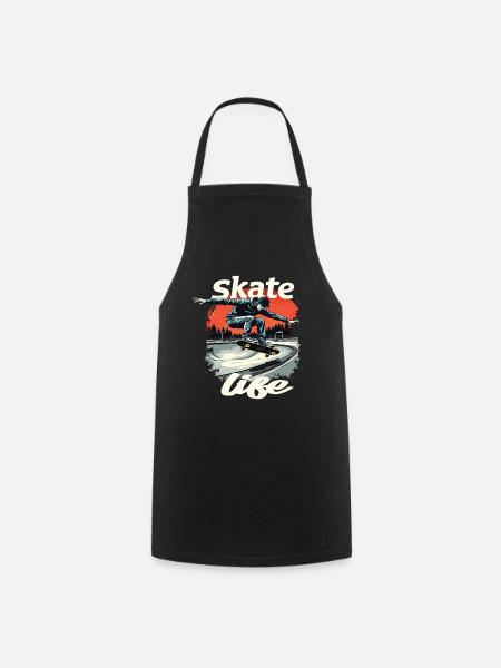 Skate Life Skateboard Skater Skateboarding - Cooking Apron - black
