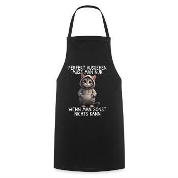 Lustig Katzen Spruch Tierliebhaber Funny Cat Katze - Kochschürze - Schwarz - Vorne - AI Model Male 185 dark (185cm)