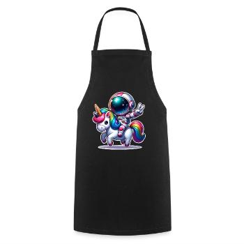 Licorne astronaute - Tablier de cuisine - noir - Devant - AI Model Male 185 dark (185cm)