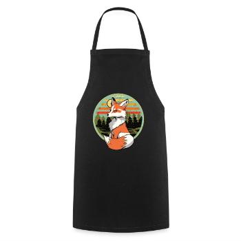 Retro Vintage Fox Foxes Natural 80s 90s - Cooking Apron - black - Front - AI Model Male 185 dark (185cm)