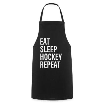 Eat sleep hockey repeat - Tablier de cuisine - noir - Devant - AI Model Male 185 dark (185cm)