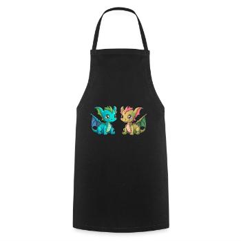 Dragon Dragon Enfant Enfants Créature Mythique Conte de fées - Tablier de cuisine - noir - Devant - AI Model Male 185 dark (185cm)