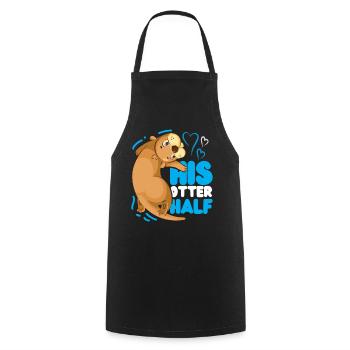 Otter Couple Pun Valentines Day - Cooking Apron - black - Front - AI Model Male 185 dark (185cm)