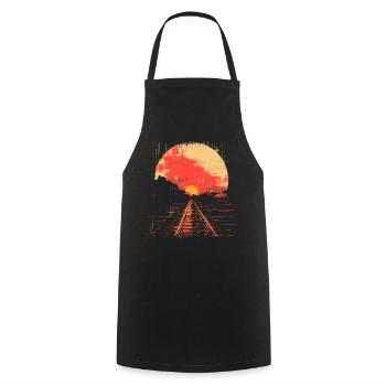 Railway Illustration - Cooking Apron - black - Front - AI Model Male 185 dark (185cm)