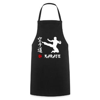 Karate weiss - Kochschürze - Schwarz - Vorne - AI Model Male 185 dark (185cm)