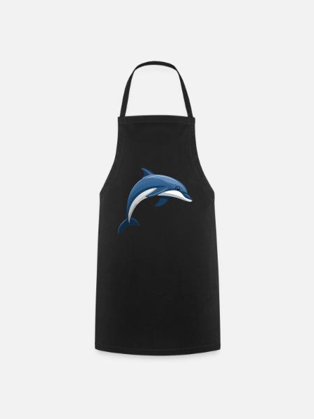 Delfin springend blau und weiß - Kochschürze - Schwarz