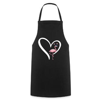 Flamingo Heart Flamingo Lover - Cute Flamingo - Cooking Apron - black - Front - AI Model Male 185 dark (185cm)
