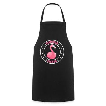 Flamingo Sister Flamingo Sister Flamingo Bird - Cooking Apron - black - Front - AI Model Male 185 dark (185cm)