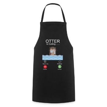 Otter Phone Display Otter Is - Cooking Apron - black - Front - AI Model Male 185 dark (185cm)