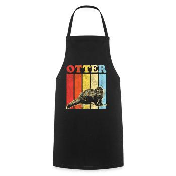 Otter Retro Vintage Otter - Kochschürze - Schwarz - Vorne - AI Model Male 185 dark (185cm)