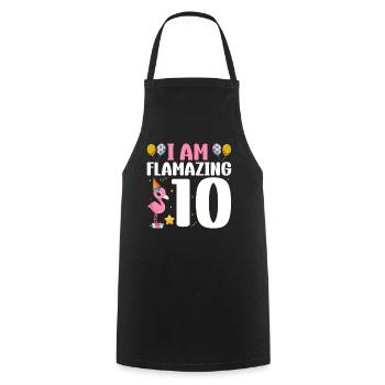 Je suis Flamazing 10 ans Flamingo 10e anniversaire - Tablier de cuisine - noir - Devant - AI Model Male 185 dark (185cm)
