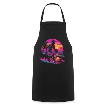 Basketball Synthwave - Cooking Apron - black - Front - AI Model Male 185 dark (185cm)