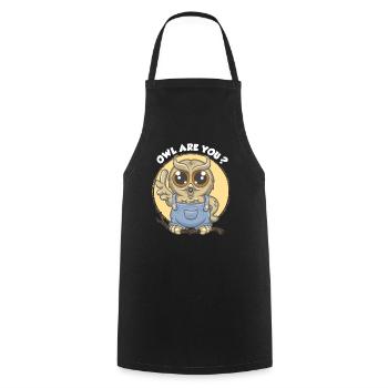 Owl are you ? - Tablier de cuisine - noir - Devant - AI Model Male 185 dark (185cm)