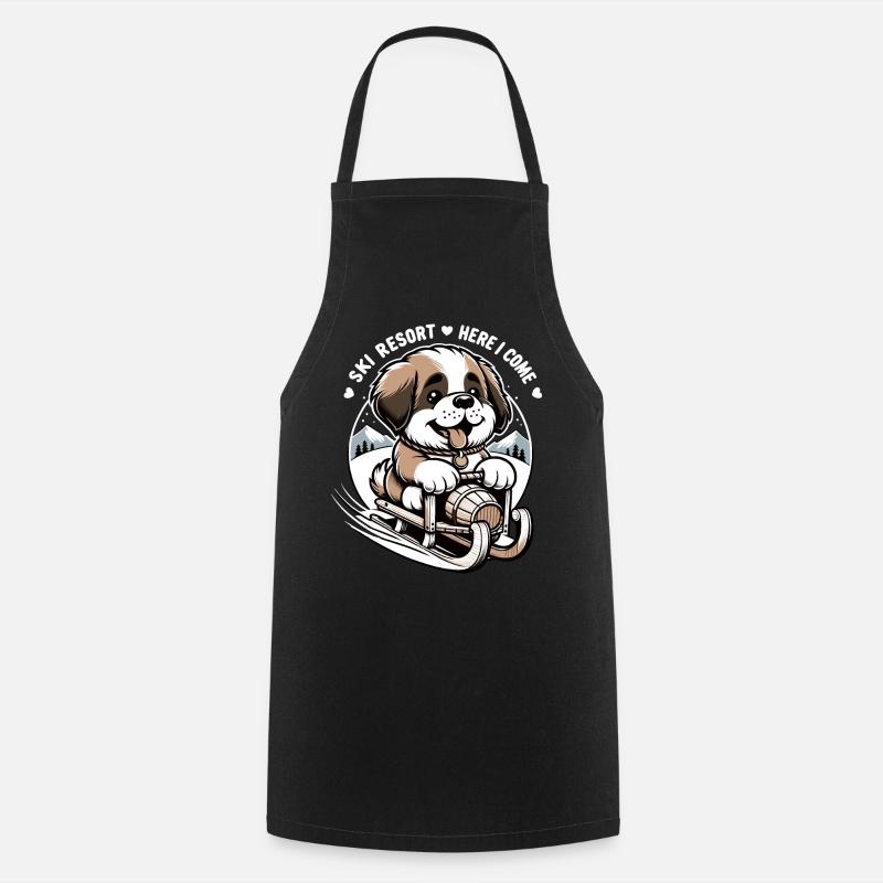 St. Bernard Dog - Cooking Apron - black