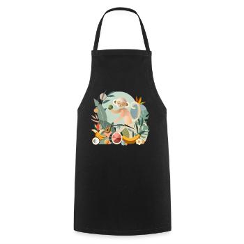 Playful monkey with tropical fruits - Cooking Apron - black - Front - AI Model Male 185 dark (185cm)