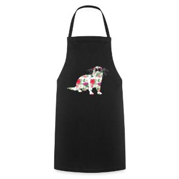 Otter Tropical Flowers Floral - Cooking Apron - black - Front - AI Model Male 185 dark (185cm)