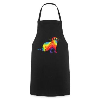 Otter Tie Dye - Cooking Apron - black - Front - AI Model Male 185 dark (185cm)